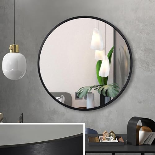 The Arts Box Round Wall Mirror I Metal Frame I Modern Design Metal Frame I Bathroom Wash Basin, Bedroom, Drawing Room (Black, 18)|B0CZHRM28H