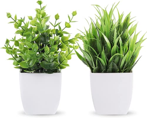 Dekorly Artificial Potted Plants, Artificial Plastic Eucalyptus Plants Small Indoor Potted Houseplants, Small Faux Plants for Home Decor Bathroom Office Farmhouse (Set 0F 8)|B0BCKLM33P