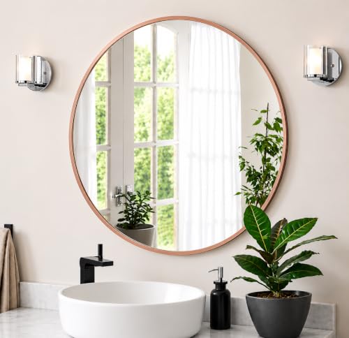 The Arts Box Round Wall Mirror I Metal Frame I Modern Design Metal Frame I Bathroom Wash Basin, Bedroom, Drawing Room (Black, 18)|B0CZHRM28H