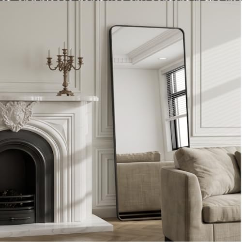 The Artment your artistic apartment Vista Arched Unbreakable Floor Full Length Mirror | Large Free Standing with Aluminium Frame | Leaning for Living Room Home Decor (Black (Square), 155 X 45 CM)|B0DQ51YG8Y