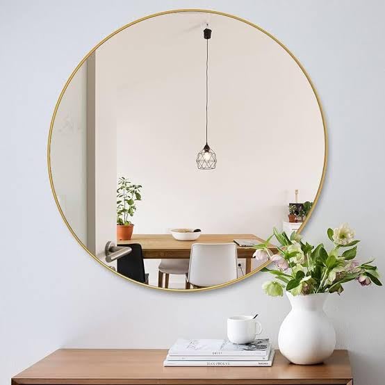 The arts box Round Mirror for Bathroom, Gold Circle Mirror for Wall Mounted, Modern Brushed Brass Metal Frame Round Mirror for Wall Decor, Vanity, Living Room, Bedroom, Framed (Gold, 18Inch)|B0CSQKL3X8