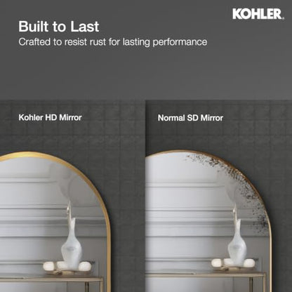 Kohler Essential Arch Mirror for Wall | HD Reflection with 100% Silver Coating | Decorative Mirror for Bedroom/Living Room/Bathroom | Brushed Gold Aluminium Frame, 508 x 813 mm|B0D7W7S3HD
