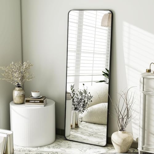 The Artment your artistic apartment Vista Arched Unbreakable Floor Full Length Mirror | Large Free Standing with Aluminium Frame | Leaning for Living Room Home Decor (Black (Square), 155 X 45 CM)|B0DQ51YG8Y