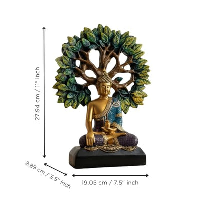 eCraftIndia Lord Buddha Statue for Home Decor Living Room | Gautam Buddha Idol Under the Bodhi-Tree | Showpiece Gift for Housewarming Birthday|B0GQBK7H85