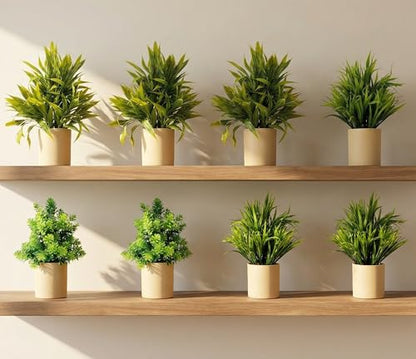 Dekorly Artificial Potted Plants, Artificial Plastic Eucalyptus Plants Small Indoor Potted Houseplants, Small Faux Plants for Home Decor Bathroom Office Farmhouse (Set 0F 8)|B0BCKLM33P