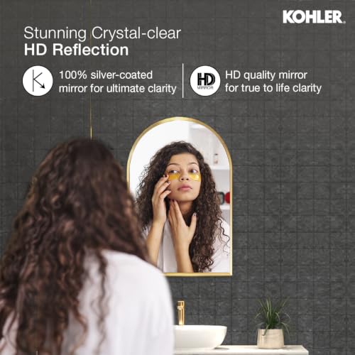 Kohler Essential Arch Mirror for Wall | HD Reflection with 100% Silver Coating | Decorative Mirror for Bedroom/Living Room/Bathroom | Brushed Gold Aluminium Frame, 508 x 813 mm|B0D7W7S3HD
