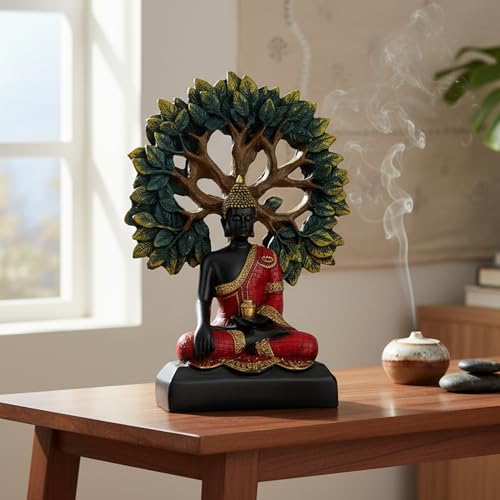 eCraftIndia Lord Buddha Statue for Home Decor Living Room | Gautam Buddha Idol Under the Bodhi-Tree | Showpiece Gift for Housewarming Birthday|B0GQBK7H85