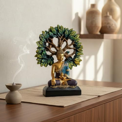 eCraftIndia Lord Buddha Statue for Home Decor Living Room | Gautam Buddha Idol Under the Bodhi-Tree | Showpiece Gift for Housewarming Birthday|B0GQBK7H85