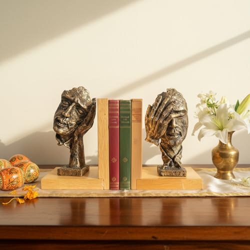eCraftIndia Golden Resin Human Face Statue Sleeping on Hands Decorative Showpiece for Home Decor Living Room Bedroom| Man Figurine Gift for Diwali Housewarming Corporate Events| Gift for Friend Family|B092W81BB3