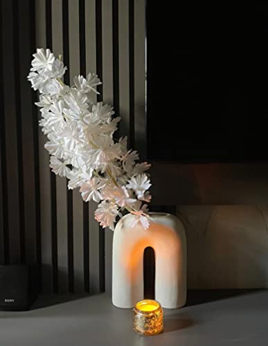 Craftribal U Shape Ceramic Minimalist Flower Vase | Pampas Grass Vase | Ceramic Vase | Home Decor Centrepiece | vase for Home Decor | Matte Finish, 10 inches (White)|B09LYY8SZC