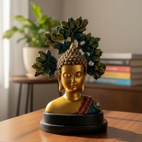 eCraftIndia Lord Buddha Statue for Home Decor Living Room | Gautam Buddha Idol Under the Bodhi-Tree | Showpiece Gift for Housewarming Birthday|B0GQBK7H85