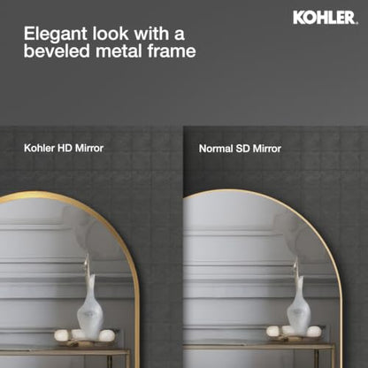 Kohler Essential Arch Mirror for Wall | HD Reflection with 100% Silver Coating | Decorative Mirror for Bedroom/Living Room/Bathroom | Brushed Gold Aluminium Frame, 508 x 813 mm|B0D7W7S3HD