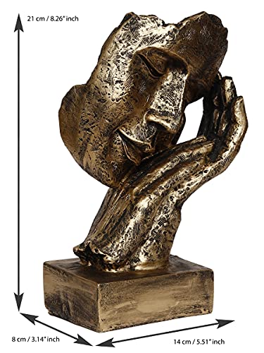 eCraftIndia Golden Resin Human Face Statue Sleeping on Hands Decorative Showpiece for Home Decor Living Room Bedroom| Man Figurine Gift for Diwali Housewarming Corporate Events| Gift for Friend Family|B092W81BB3