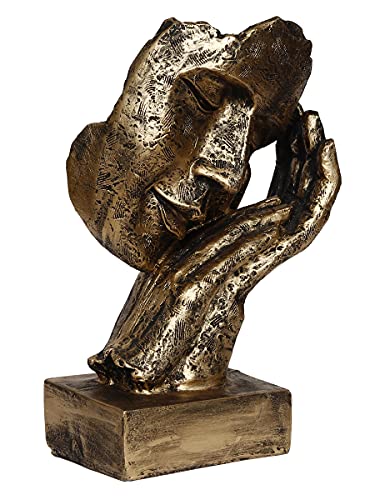 eCraftIndia Golden Resin Human Face Statue Sleeping on Hands Decorative Showpiece for Home Decor Living Room Bedroom| Man Figurine Gift for Diwali Housewarming Corporate Events| Gift for Friend Family|B092W81BB3