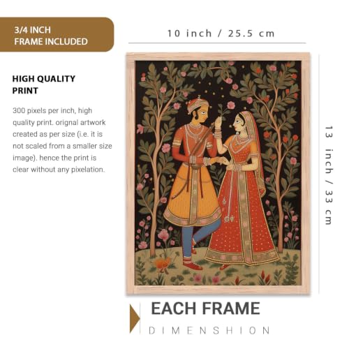 kotart Premium Digital Madhubani Paintings with Frame for Living Room Bedroom Office Room Decor - Pack of 6 (Art 1, 10x13 inch)|B0CNZH39HQ