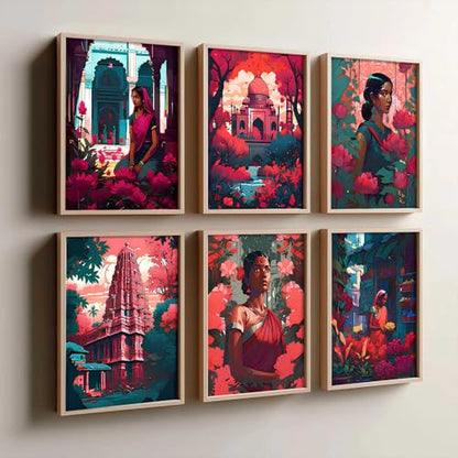 kotart Premium Digital Madhubani Paintings with Frame for Living Room Bedroom Office Room Decor - Pack of 6 (Art 1, 10x13 inch)|B0CNZH39HQ