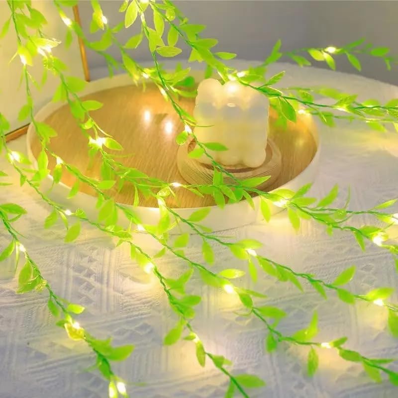 One94Store Artificial Leaf Curtain Lights – 200 LED Warm White Fairy String Lights, 3x1m, Remote Control with 8 Lighting Modes for Home, Wedding, Party, Diwali, Christmas & Festival Decoration|B0CVGY985K