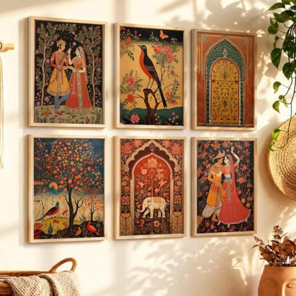 kotart Premium Digital Madhubani Paintings with Frame for Living Room Bedroom Office Room Decor - Pack of 6 (Art 1, 10x13 inch)|B0CNZH39HQ