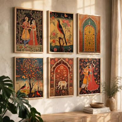 kotart Premium Digital Madhubani Paintings with Frame for Living Room Bedroom Office Room Decor - Pack of 6 (Art 1, 10x13 inch)|B0CNZH39HQ