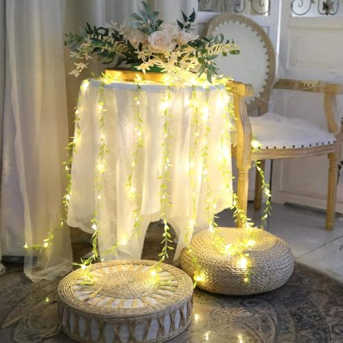 One94Store Artificial Leaf Curtain Lights – 200 LED Warm White Fairy String Lights, 3x1m, Remote Control with 8 Lighting Modes for Home, Wedding, Party, Diwali, Christmas & Festival Decoration|B0CVGY985K
