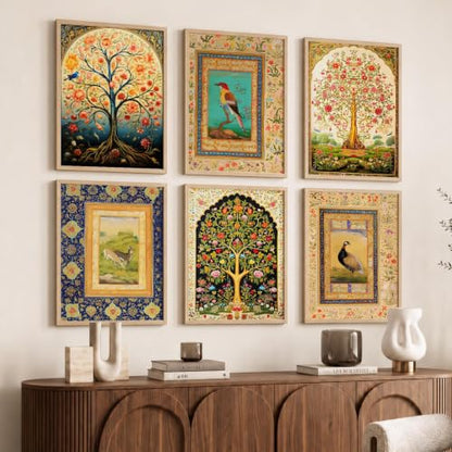 kotart Premium Digital Madhubani Paintings with Frame for Home Decoration - Traditional Painting for Living Room Bedroom Office Room Decor - Painting for Wall Decoration - Pack of 6 (Art 6, 10x13 inch)|B0CNZHP7C7