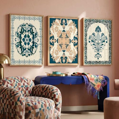 kotart Traditional Wall Art Painting With Frame Pichwai Art Home Decoration For Living Room Bed Room Hotel Wall Decor Digital Reprint Set of 3 (19X25 inch)|B0FR96F34X