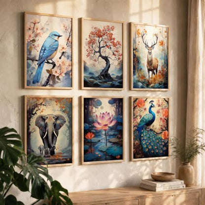 kotart Premium Digital Madhubani Art Paintings with Frame for Home Decor - Wall Painting for Living Room - Pack of 6 (10x13, painting for wall decoration)|B0CQTDMRD3