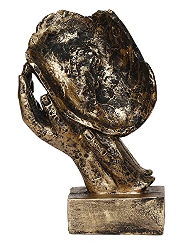 eCraftIndia Golden Resin Human Face Statue Sleeping on Hands Decorative Showpiece for Home Decor Living Room Bedroom| Man Figurine Gift for Diwali Housewarming Corporate Events| Gift for Friend Family|B092W81BB3