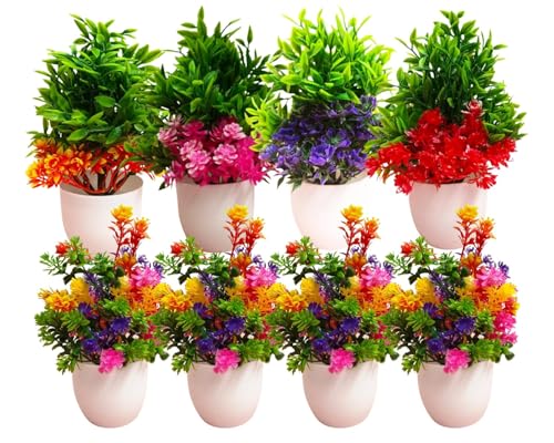 Dekorly Artificial Potted Plants, Artificial Plastic Eucalyptus Plants Small Indoor Potted Houseplants, Small Faux Plants for Home Decor Bathroom Office Farmhouse (Set 0F 8)|B0BCKLM33P