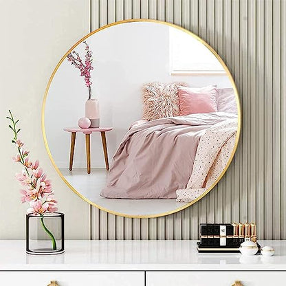 The Arts Box Round Wall Mirror I Metal Frame I Modern Design Metal Frame I Bathroom Wash Basin, Bedroom, Drawing Room (Black, 18)|B0CZHRM28H