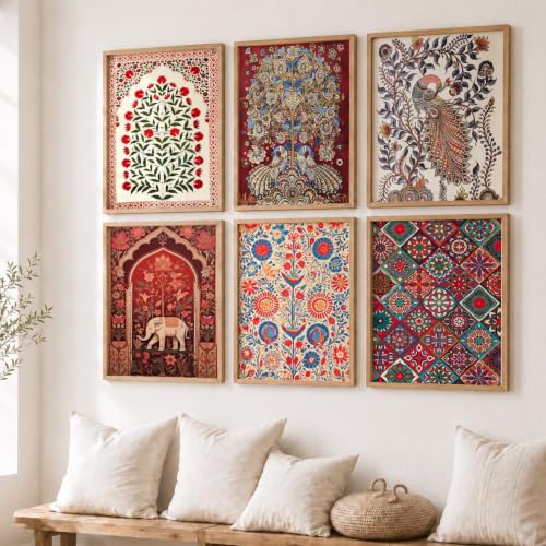 kotart Premium Digital Madhubani Paintings with Frame for Home Decoration - Traditional Painting for Living Room Bedroom Office Room Decor - Painting for Wall Decoration - Pack of 6 (Art 6, 10x13 inch)|B0CNZHP7C7