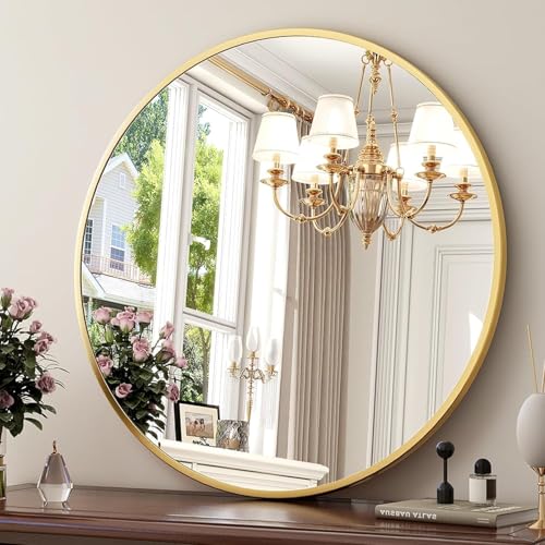 The Arts Box Round Wall Mirror I Metal Frame I Modern Design Metal Frame I Bathroom Wash Basin, Bedroom, Drawing Room (Black, 18)|B0CZHRM28H