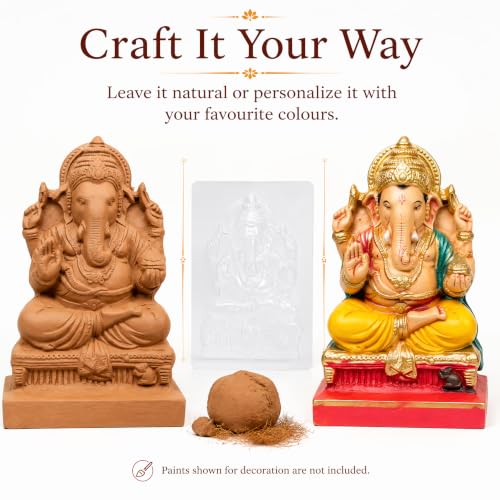Itsy Bitsy- Natural Clay Ganesha Idol | DIY Eco-Friendly Mould and Make Kit | DIY Ganpati Murti Making Kit for Craft, Decoration | Gift for Kids & Adults|B07WR68ZST