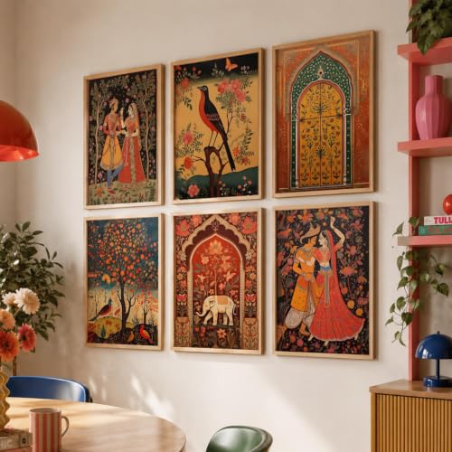 kotart Premium Digital Madhubani Paintings with Frame for Living Room Bedroom Office Room Decor - Pack of 6 (Art 1, 10x13 inch)|B0CNZH39HQ