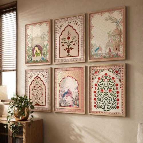 kotart Premium Digital Madhubani Paintings with Frame for Home Decoration - Traditional Painting for Living Room Bedroom Office Room Decor - Painting for Wall Decoration - Pack of 6 (Art 6, 10x13 inch)|B0CNZHP7C7