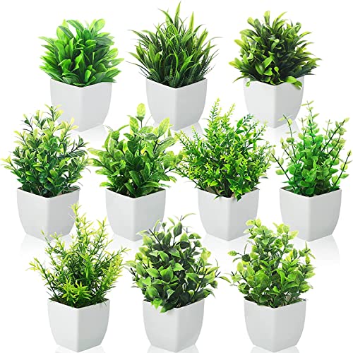Dekorly Artificial Potted Plants, Artificial Plastic Eucalyptus Plants Small Indoor Potted Houseplants, Small Faux Plants for Home Decor Bathroom Office Farmhouse (Set 0F 8)|B0BCKLM33P