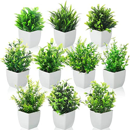 Dekorly Artificial Potted Plants, Artificial Plastic Eucalyptus Plants Small Indoor Potted Houseplants, Small Faux Plants for Home Decor Bathroom Office Farmhouse (Set 0F 8)|B0BCKLM33P