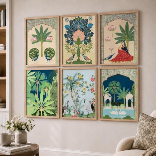 kotart Premium Digital Madhubani Paintings with Frame for Home Decoration - Traditional Painting for Living Room Bedroom Office Room Decor - Painting for Wall Decoration - Pack of 6 (Art 6, 10x13 inch)|B0CNZHP7C7