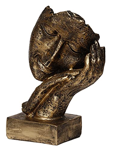 eCraftIndia Golden Resin Human Face Statue Sleeping on Hands Decorative Showpiece for Home Decor Living Room Bedroom| Man Figurine Gift for Diwali Housewarming Corporate Events| Gift for Friend Family|B092W81BB3