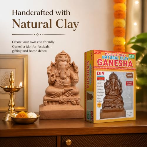 Itsy Bitsy- Natural Clay Ganesha Idol | DIY Eco-Friendly Mould and Make Kit | DIY Ganpati Murti Making Kit for Craft, Decoration | Gift for Kids & Adults|B07WR68ZST