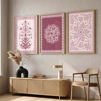 kotart Traditional Wall Art Painting With Frame Pichwai Art Home Decoration For Living Room Bed Room Hotel Wall Decor Digital Reprint Set of 3 (19X25 inch)|B0FR96F34X
