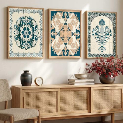 kotart Traditional Wall Art Painting With Frame Pichwai Art Home Decoration For Living Room Bed Room Hotel Wall Decor Digital Reprint Set of 3 (19X25 inch)|B0FR96F34X
