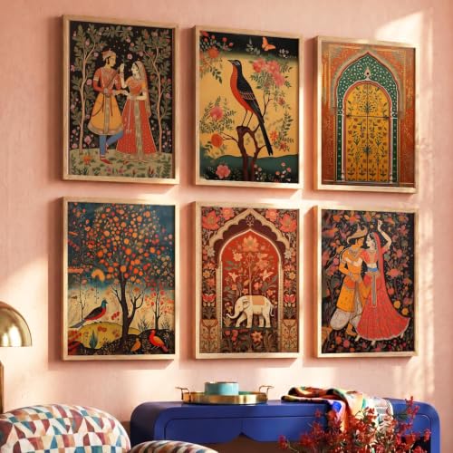 kotart Premium Digital Madhubani Paintings with Frame for Living Room Bedroom Office Room Decor - Pack of 6 (Art 1, 10x13 inch)|B0CNZH39HQ