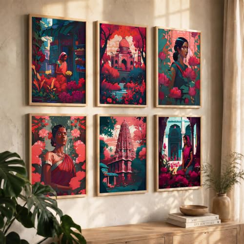kotart Premium Digital Madhubani Paintings with Frame for Home Decoration - Traditional Painting for Living Room Bedroom Office Room Decor - Painting for Wall Decoration - Pack of 6 (Art 6, 10x13 inch)|B0CNZHP7C7