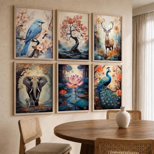kotart Premium Digital Madhubani Art Paintings with Frame for Home Decor - Wall Painting for Living Room - Pack of 6 (10x13, painting for wall decoration)|B0CQTDMRD3