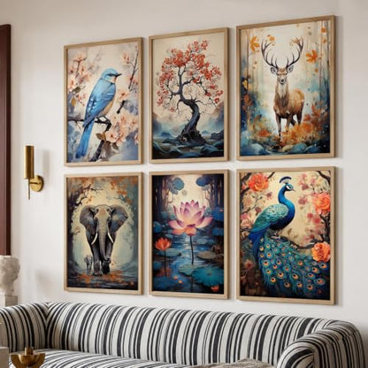 kotart Premium Digital Madhubani Art Paintings with Frame for Home Decor - Wall Painting for Living Room - Pack of 6 (10x13, painting for wall decoration)|B0CQTDMRD3