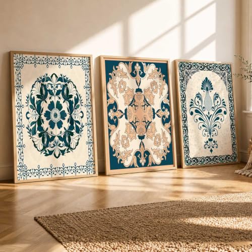 kotart Traditional Wall Art Painting With Frame Pichwai Art Home Decoration For Living Room Bed Room Hotel Wall Decor Digital Reprint Set of 3 (19X25 inch)|B0FR96F34X