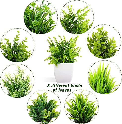 Dekorly Artificial Potted Plants, Artificial Plastic Eucalyptus Plants Small Indoor Potted Houseplants, Small Faux Plants for Home Decor Bathroom Office Farmhouse (Set 0F 8)|B0BCKLM33P