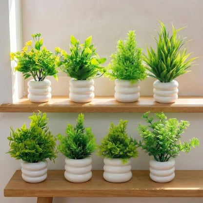 Dekorly Artificial Potted Plants, Artificial Plastic Eucalyptus Plants Small Indoor Potted Houseplants, Small Faux Plants for Home Decor Bathroom Office Farmhouse (Set 0F 8)|B0BCKLM33P