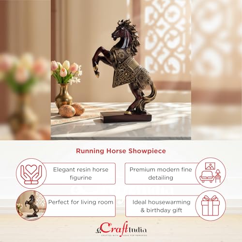 eCraftIndia Resin Running Horse Showpiece for Home Decor Office | Gift for Housewarming Birthday|B0GQBJZ9GW